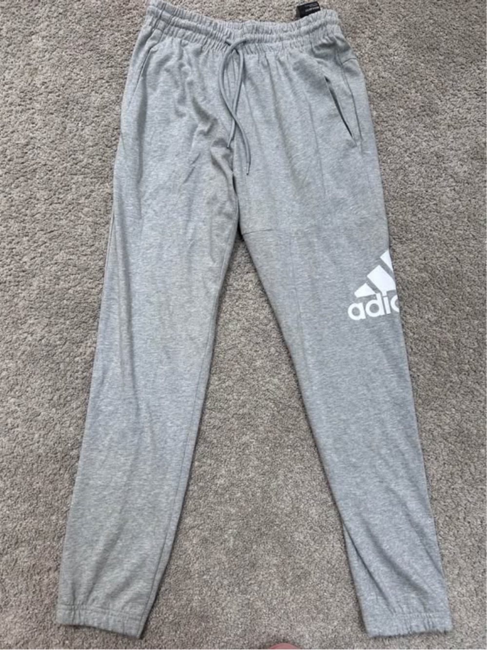 adidas men’s small Gray Sweatpants with White Logo